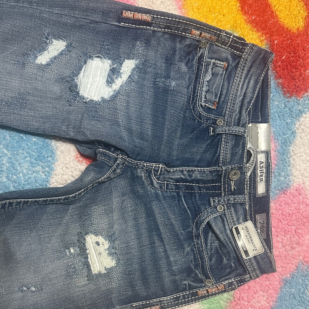 BKE Straight Leg Women's Jeans - Distressed Blue - Picture 3 of 4